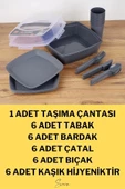Lüx Piknik Sepeti 6 Kişilik Çatal Bıçak Bardak Tabak Piknik Mangal Kamp Seti 32 Parça - 2