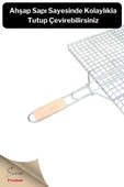 Ahşap Ağaç Saplı Kafesli Çelik Tel Izgara Mangal Barbekü Yemek Pişirme Teli 22 X 36 Cm - 3