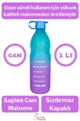 Premium Sızdırmaz Motivasyonel Sporcu Cam Renkli Su Matarası 1 Litre Suluk Tritan Bpa İçermez 1 Adet - 2