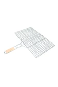 Ahşap Ağaç Saplı Kafesli Çelik Tel Izgara Mangal Barbekü Yemek Pişirme Teli 22 X 36 Cm - 4