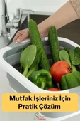 Çok Amaçlı Premium Katlanır Kesme Tahtası Tıpalı Yıkama Leğeni Badya ve Koçero Su Maşrapası 2li Set - 6
