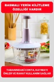 Pratik Taşınabilir Basmalı El Rondo Soğan Sebze Meyve Doğrayıcı Paslanmaz Çelik Bıçaklı El Robotu thumbnail 3