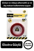 50 Kg Çift Taraflı Ekstra Güçlü Çok Amaçlı Tamir Silikon Bant Dış Mekan Montaj Bandı 18 Mm X 2 Mt thumbnail 2