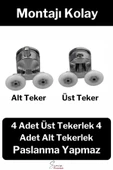 Dayanıklı Duşakabin Tekerleği Alt Üst Sürgülü Cam Kabin Tekeri Rulman Metal Gövdeli 8 li Set - 2