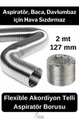Alüminyum Kopmaz Yırtılmaz Ankastre Baca Aspiratör Davlumbaz Şofben Havalandırma Borusu 2 mt 127 mm - 1