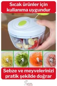 Premium Manuel 3 Bıçaklı Ipli Çekmeli Paslanmaz El Rondosu Kolay Hızlı Meyve Sebze Soğan Doğrayıcı - 3