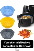 Isıya Dayanıklı Esnek Yıkanılabilir Yapışmaz Silikon Fırın Ve Airfryer Yuvarlak Model Pişirme Matı - 4