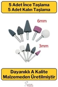 Hobi Gravür Dremel Taşlama Ucu Mini Metal Ahşap Oyma Seti Parlatma Çapak Alma 10 Parça Matkap Uyumlu - 2