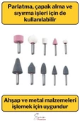 Hobi Gravür Dremel Taşlama Ucu Mini Metal Ahşap Oyma Seti Parlatma Çapak Alma 10 Parça Matkap Uyumlu - 3