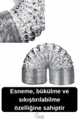 Alüminyum Kopmaz Yırtılmaz Ankastre Baca Aspiratör Davlumbaz Şofben Havalandırma Borusu 2 mt 127 mm - 3