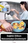 Isıya Dayanıklı Esnek Yıkanılabilir Yapışmaz Silikon Fırın Ve Airfryer Yuvarlak Model Pişirme Matı - 5
