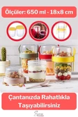 Saklama Kabı Kapaklı Erzak Beslenme Çantası Detox Müsli Diyet Kabı Çok Renkli Container 650 ml - 3