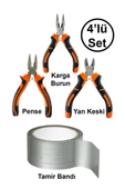 Mini Takı Bijuteri Hobi Kesme Karga Burun Yan Keski Pense Çok Amaçlı Sızdırmaz Gri Tamir Bandı Seti - 1