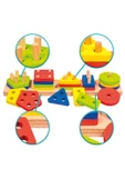 Eğitici Ahşap Geometrik Şekiller Geçirmeli Bultak Yerleştirme Oyunu 5'li Puzzle Zeka Geliştirme - 2