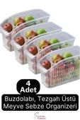 Buzdolabı Sepeti Çok Amaçlı Evye Altı Dolap İçi Meyve Sebze Düzenleyici Sepet Organizer Şeffaf 4'lü - 1