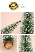 3 Boy Mini Çam Ağacı Masaüstü Minyatür Dekorasyon Süs Kar Yeni Yıl Noel Yapay Sedir Ağacı Seti Küçük - 4