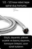 75 cm Kısa Tepe Ara Duş Hortumu Spiral Robot Ara Bağlantı Örgülü Dayanıklı Kopmaz Patlamaz Sızdırmaz - 2