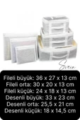 6'lı Valiz Bavul Düzenleyici Seyahat Çantası Organizer Hurç Set Fermuarlı Gri Çizgi Fileli - 4