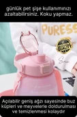 Askılı 1.3 Lt Pipetli Kilitli Sızdırmaz Kapak Tutacaklı Çift Renk Motivasyon Suluk Matara Kamp Okul - 2
