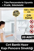 20 Adet Pratik Cam Pencere Kapı Uyumlu Çift Kanat Yırtılmaz Dayanıklı Kendinden Yapışkanlı Sineklik - 1