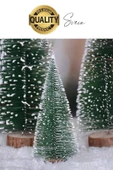 3 Boy Mini Çam Ağacı Masaüstü Minyatür Dekorasyon Süs Kar Yeni Yıl Noel Yapay Sedir Ağacı Seti Küçük - 3