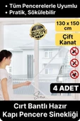 4 Adet Pratik Cam Pencere Kapı Uyumlu Çift Kanat Yırtılmaz Dayanıklı Kendinden Yapışkanlı Sineklik - 1