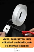 100 Kg Şeffaf Çift Taraflı Çok Amaçlı Güçlü Tamir Silikon Bant Dış Mekan Akrilik Bandı 18 mm-2 mt - 4