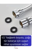 360 Derece Yüksek Kalite Esnek Kırılmaz Çatlamaz Paslanmaz Sızdırmaz Banyo Duş Musluk Hortum 1,5 mt - 4