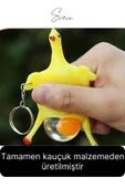 Squishy Yumurtlayan Tavuk Anahtarlık Civciv İlginç Komik Sevmli Aksesuar Hediye Oyuncak Arkadaşa - 2