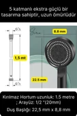 Premium Duş Seti 5 Fonksiyonlu Tasarruflu Başlık Esnek Kırılmaz Çatlamaz Paslanmaz Sızdırmaz Hortum - 5