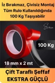 100 Kg Şeffaf Çift Taraflı Çok Amaçlı Güçlü Tamir Silikon Bant Dış Mekan Akrilik Bandı 18 mm-2 mt - 1