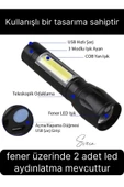 3 Modlu Güçlü Usb Type-C Şarjlı Mini Su Geçirmez Metal Taşınabilir Kutulu Kamp Işık Led El Feneri - 3