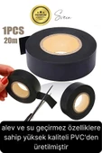 10 Ad. Premium Kalite 20 Mt Yalıtım İzole PVC Elektrik Bandı Su Geçirmez Sızdırmaz Koruma Bant Siyah thumbnail 2