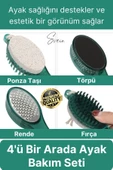 Premium Ayak Topuk Bakım Aleti Çok Fonksiyonlu Fırçalı Set Topuk Taşı Törpü Rende Kum Ponza Taşı - 1