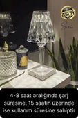 Premium Dimli 3 Işık Renkli Şarjlı Masa Lambası Led Abajur Dokunmatik Lambader Beyaz Günışığı - 4