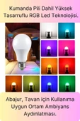 Premium RGB Uzaktan Kumandalı Çok Renkli Led Ampul E27 800lm 9w Gün Işığı 16 Renk Tasarruflu Işık - 4