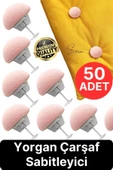 50 Adet Mantar Model Yorgan Çarşaf Tutucu Sabitleyici Kaydırmaz Nevresim Düzenleyici Klips Çengel - 1