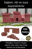 Premium 500 Parça Minyatür Hobi Maket Proje Eğitici Öğretici İnşaat Tuğla Seti Mini Ev Boya Fırça - 2