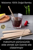 Özel Üretim Bambu 4 Adet Doğal Sağlıklı Yeniden Kullanılabilir Yıkanabilir Çevre Dostu Pipet Kamış - 4