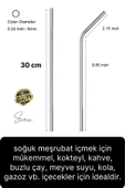 4 Adet Paslanmaz Çelik Pipet Yeniden Kullanılabilir Metal Temizleme Fırçası Meşrubat İçecek - 3