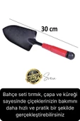 Premium 3'lü Bahçe Seti Kürek Çapa Tırmık Meyve Sebze Bitki Ekim El Aleti Bağ Tarım Aracı Ekipmanı - 2