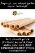 Özel Üretim Bambu 10 Adet Doğal Sağlıklı Yeniden Kullanılabilir Yıkanabilir Çevre Dostu Pipet Kamış - 2