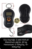 Premium Elektronik Çengelli Tartı El Kantarı Askı Mini Taşınabilir Terazi 40 kg Bagaj Ağırlık Ölçme - 4