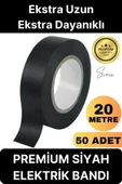 50 Ad. Premium Kalite 20 Mt Yalıtım İzole PVC Elektrik Bandı Su Geçirmez Sızdırmaz Koruma Bant Siyah - 1