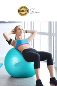 75 cm Yoga Pilates Topu ve Şişirme Pompası Hediye Denge Egzersiz Aerobik Jimnastik Reformer Spor Set - 5