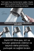Premium Masajlı Filtreli Çok Fonksiyonlu Aç Kapa Terapi El Tepe Duş Başlığı Ayarlanabilir Handshower - 4
