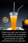 4 Adet Paslanmaz Çelik Pipet Yeniden Kullanılabilir Metal Temizleme Fırçası Meşrubat İçecek - 4