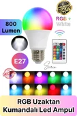 Premium RGB Uzaktan Kumandalı Çok Renkli Led Ampul E27 800lm 9w Gün Işığı 16 Renk Tasarruflu Işık - 1