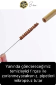 Özel Üretim Bambu 20 Adet Doğal Sağlıklı Yeniden Kullanılabilir Yıkanabilir Çevre Dostu Pipet Kamış - 3