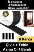 Premium Çivisiz Resim Çerçeve İz Bırakmaz Sökülebilen Tablo Asma Bandı 8'li Set Cırt Bant Yapışkan - 1